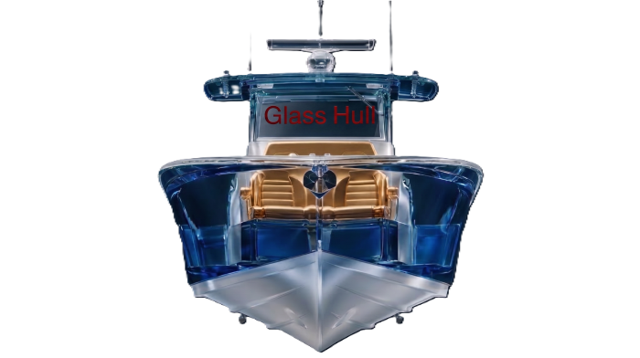 The Glass Hull: a crystal-clear boat hull under light